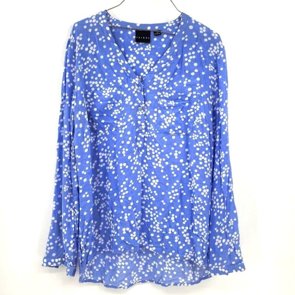 TRIBAL Dot Print Lightweight Blouse - Women's Medium